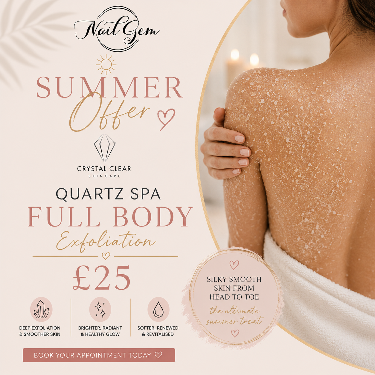 Crystal Clear Quartz Spa Exfoliation
